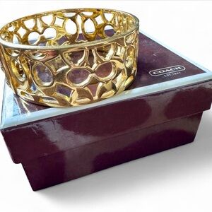 🩶COACH Signature Gold Bangle-size 7.5